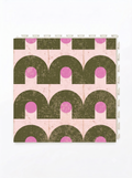 retro green and pink pattern custom printed onto PVC tile no grout