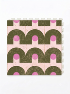 retro green and pink pattern custom printed onto PVC tile no grout