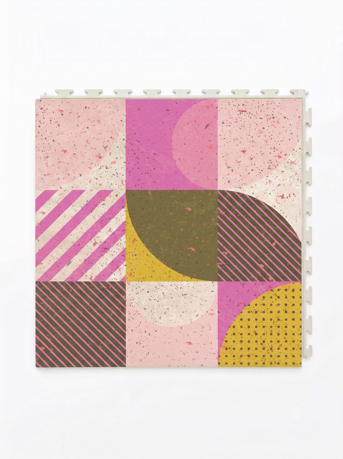 Retro patterns on PVC tile pink and yellow