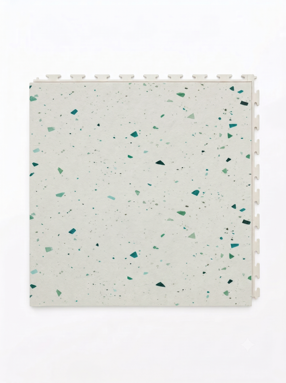 white and green terrazzo floor tile