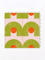 Retro green and orange and pink pattern printed onto PVC tile